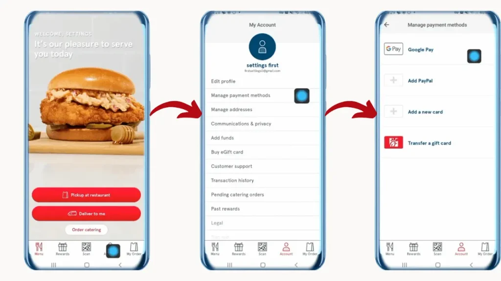 Chick-fil-A mobile app ordering steps